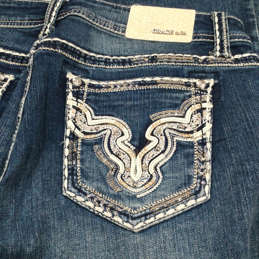 Grace in LA Women's Easy Fit Jeans - Dark Blue